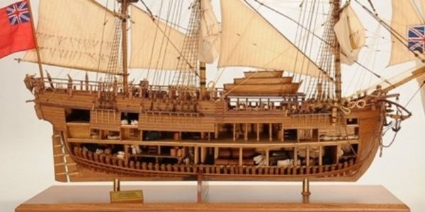 HMS Endeavour Open Hull Model Ship - PSM