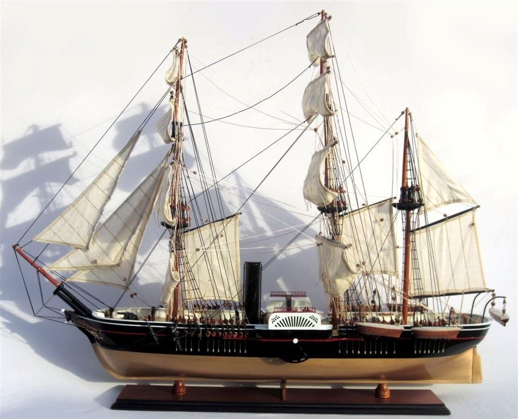 USS Powhatan Wooden Model Boat - GN