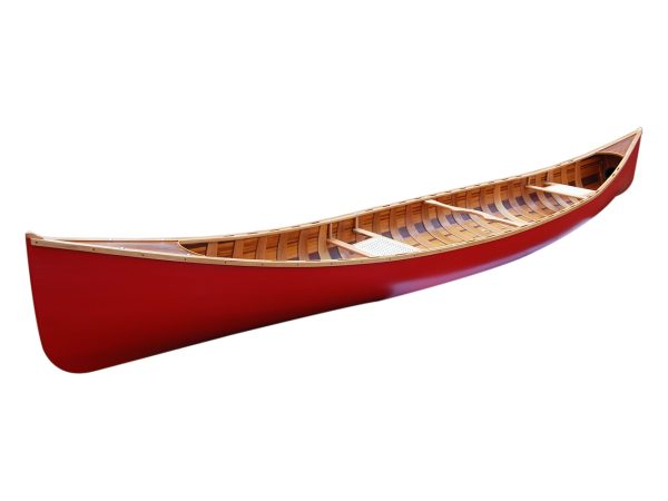 Red Wooden Ribbed Canoe (16ft) - OMH (K187)