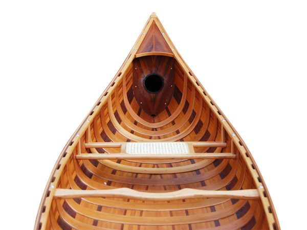 Red Wooden Ribbed Canoe (16ft) - OMH (K187)