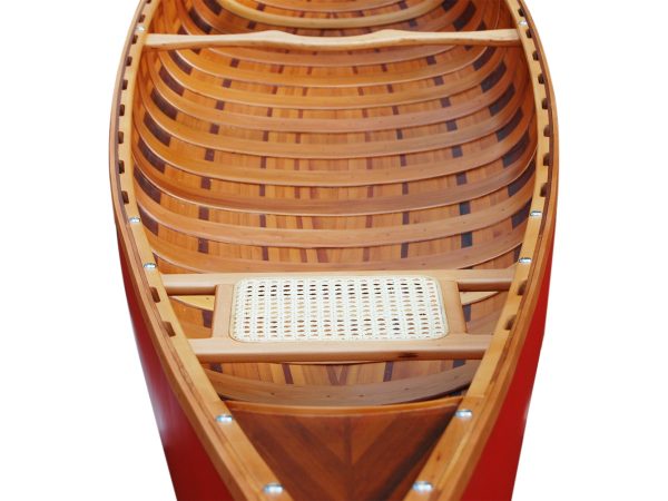 Red Wooden Ribbed Canoe (16ft) - OMH (K187)