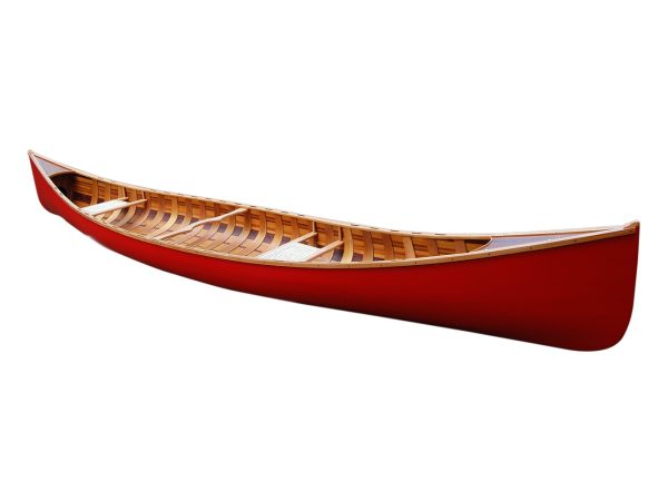 Red Wooden Ribbed Canoe (16ft) - OMH (K187)